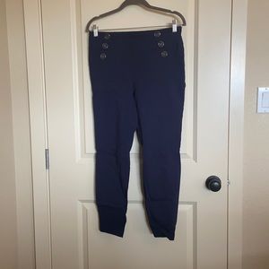 Navy slacks with button detail